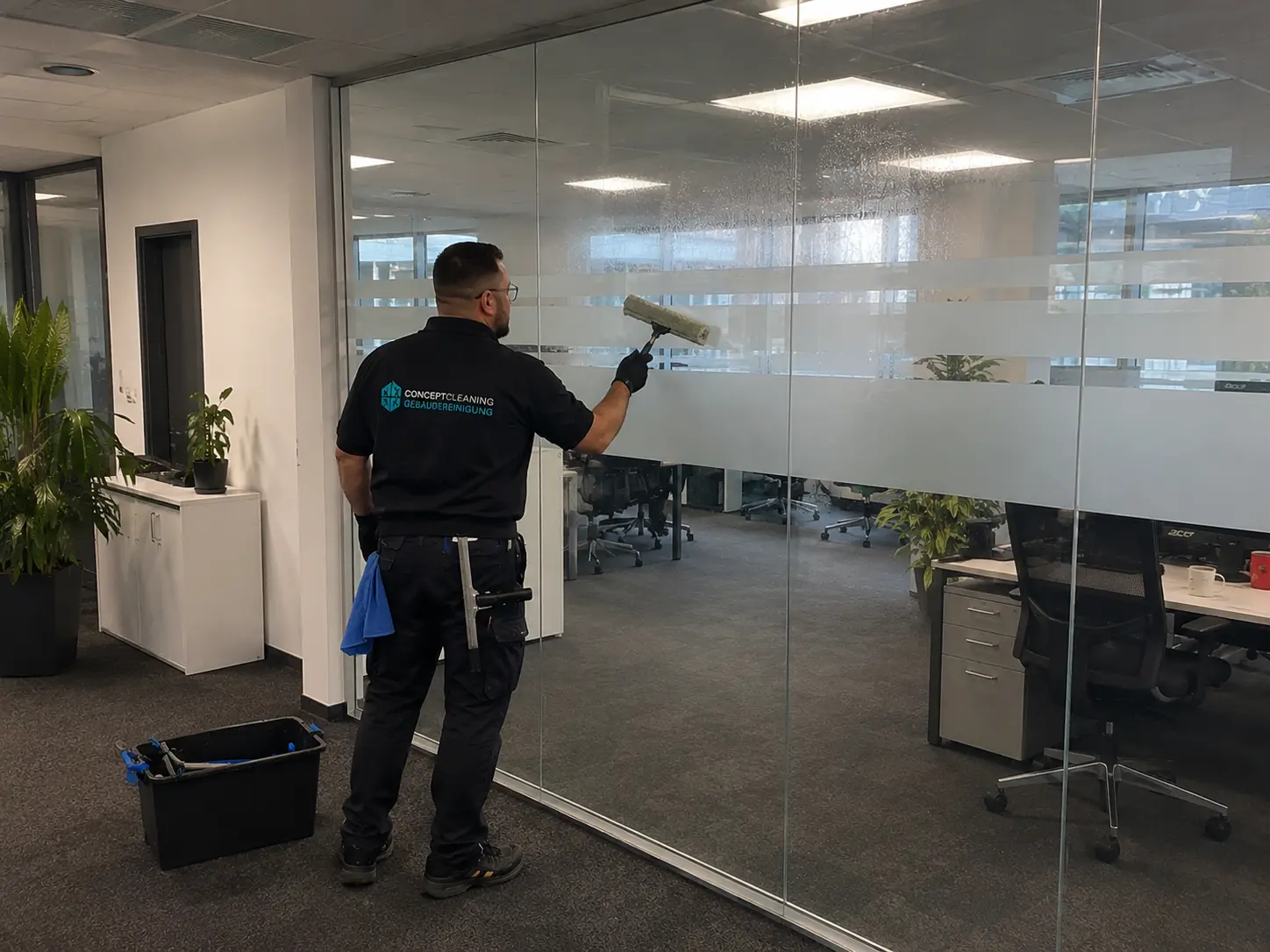 Glasreinigung einer Büro-Glaswand in Hildesheim