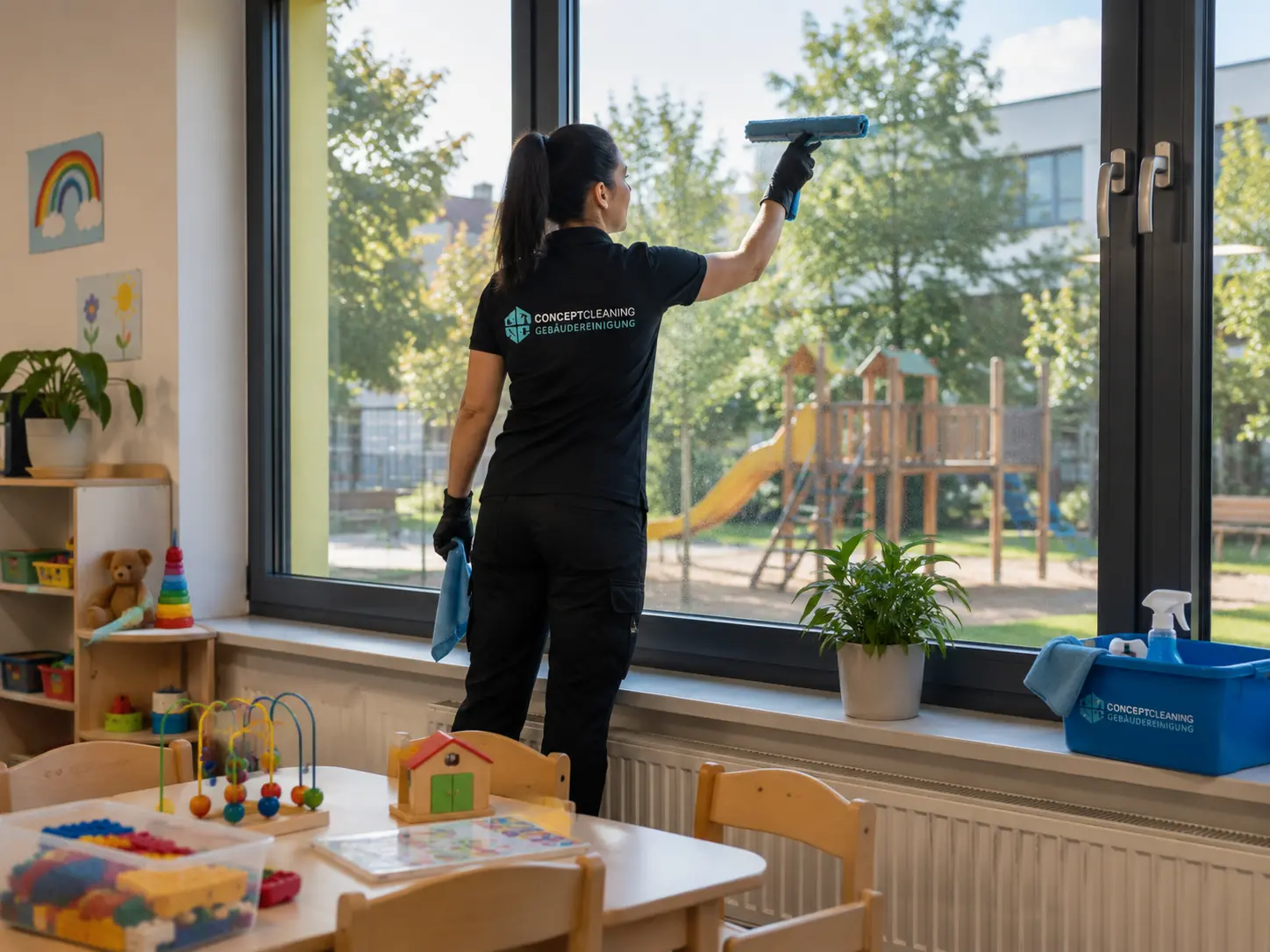 Professionelle Kitareinigung in Göttingen: Fensterreinigung im Gruppenraum